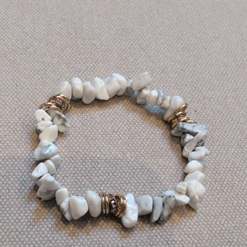 White and Gold Stone Bracelet